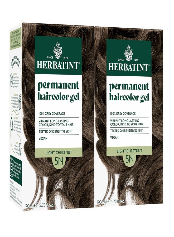 Herbatint Permanent Hair Dye - 5N Light Chestnut - For Up To 100% Gray Coverage of Resistant Gray Hair - Ammonia-Free, Alcohol-Free & Vegan - Salon Influenced Hair Color 5.75 fl oz (2 Pack) - Image 1